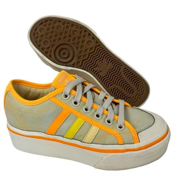 Adidas Nizza Platform Parley Women Shoe Yellow Tint Orange Sneaker Trainer SZ 5 - Picture 1 of 16